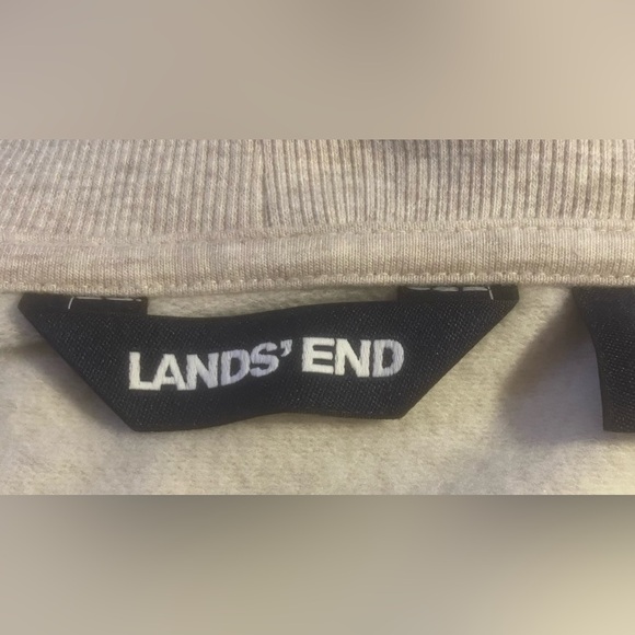 Lands' End Mushroom Heather Sweatshirt Cardigan - Picture 2 of 7